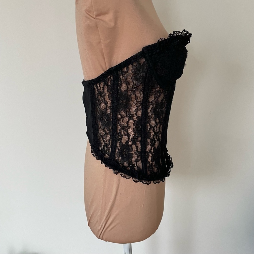 Urban Outfitters Lioness The Plaza Lace Bustier Black Corset Strapless Top EUC M - Picture 7 of 12